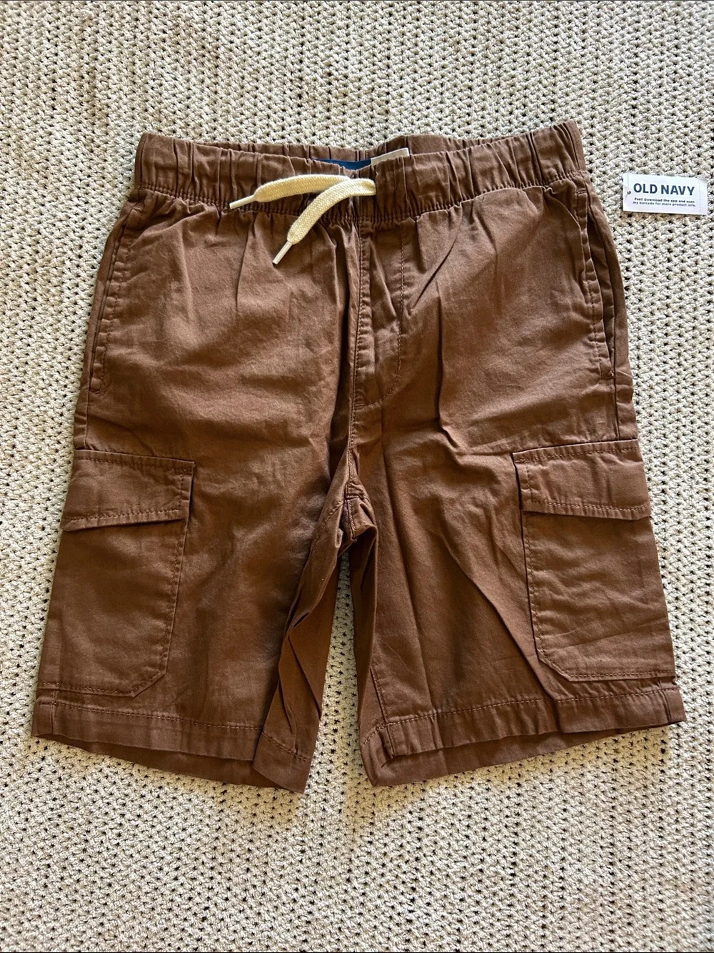 Old Navy Boys' Cargo Shorts in Brown and Navy with Drawstring